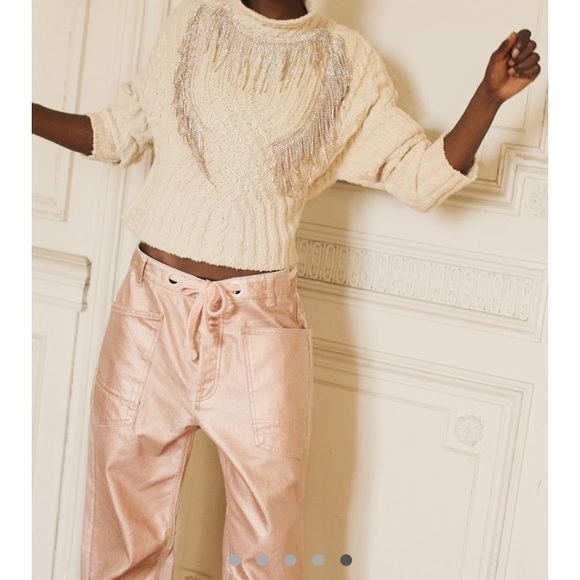 Free People (We The Free) Metallic Moxie Low Slung Pull On Barrel Pants - Picture 2 of 11